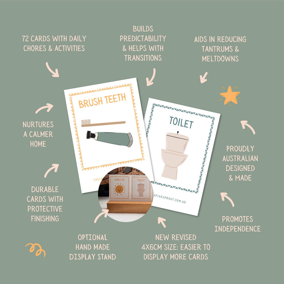 72 Daily Routine Cards & timber stand
