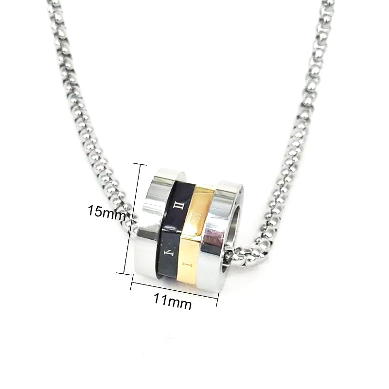 Fidget Rotating Roman Numeral Pendant necklace