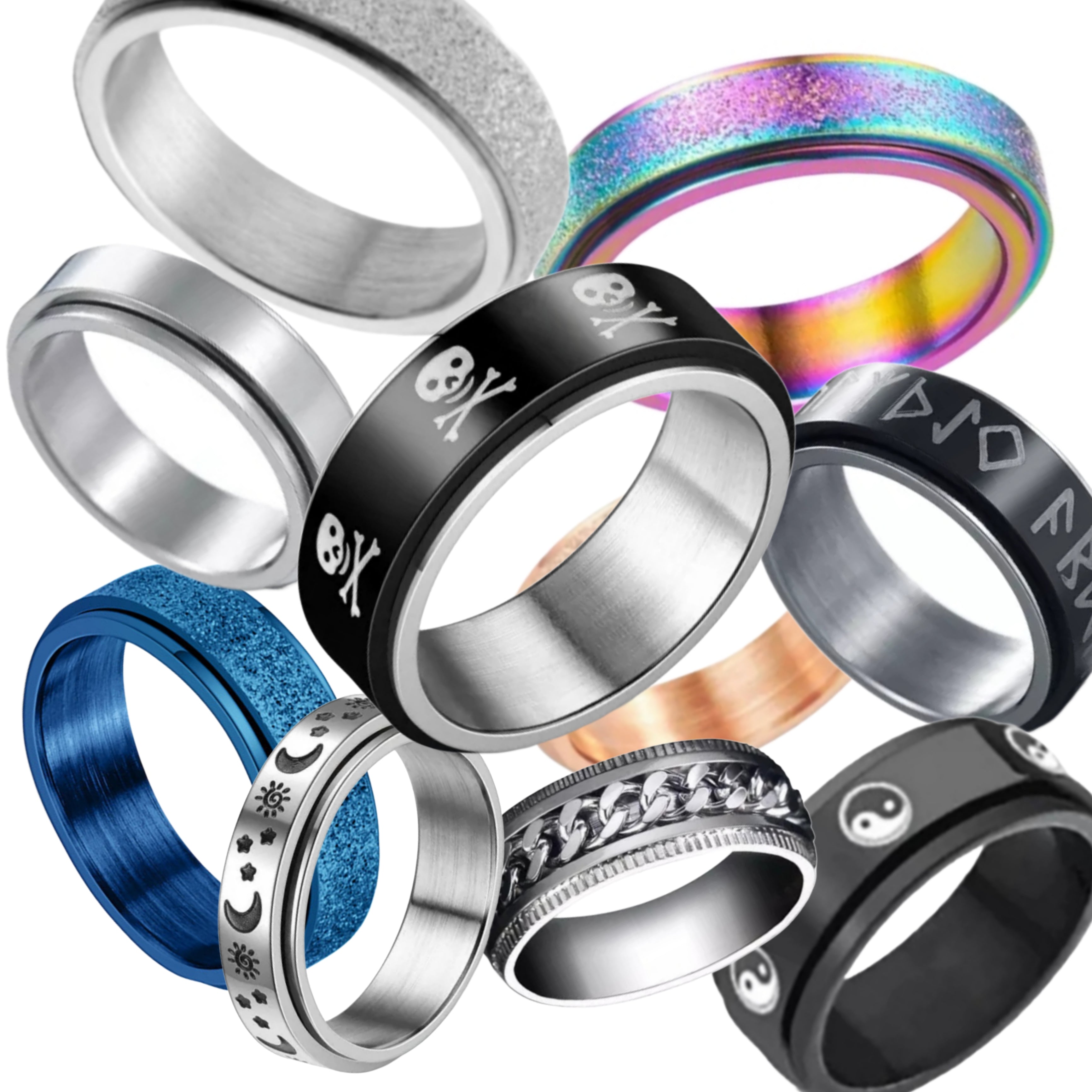 Rainbow Shimmer - Spinning fidget ring