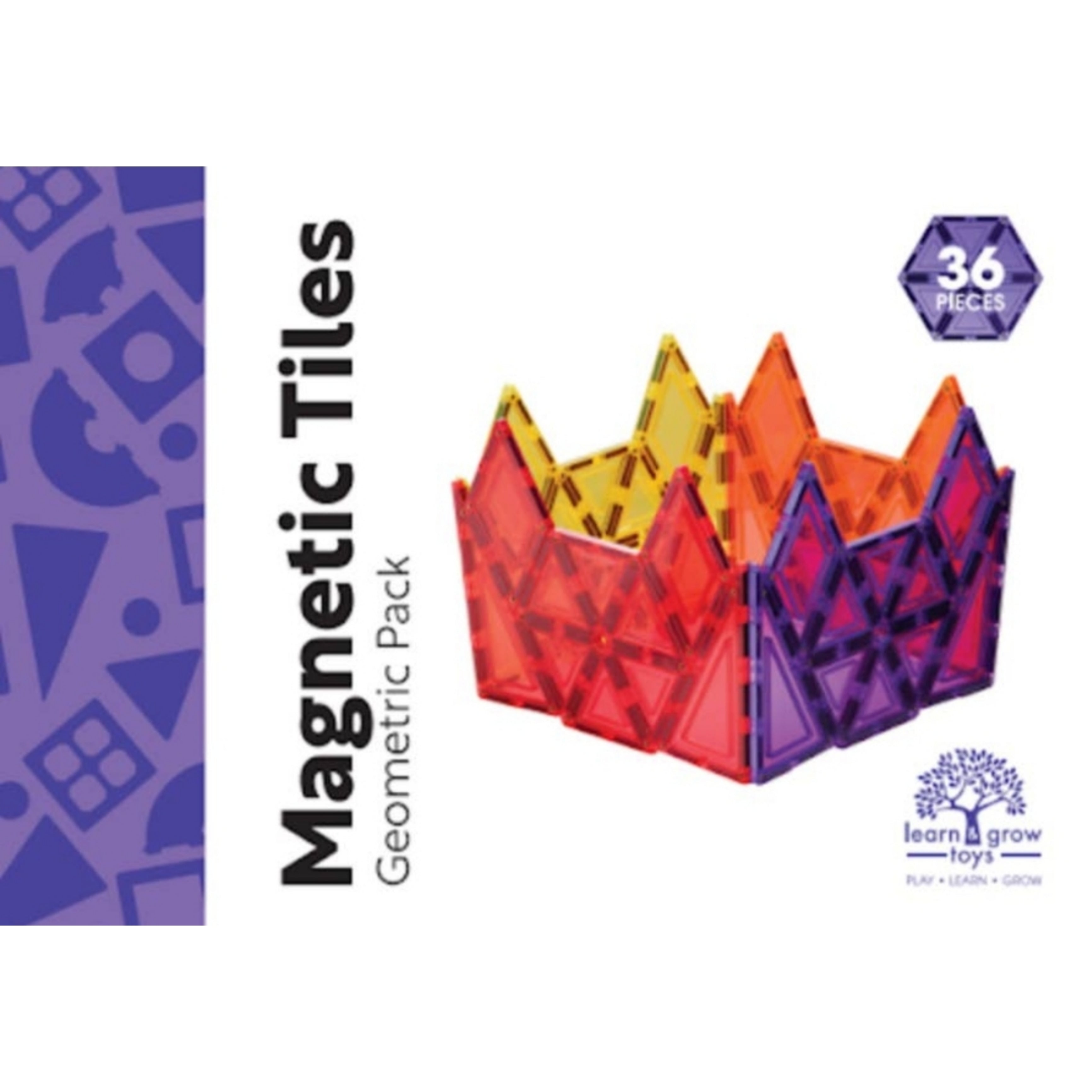 Learn & Grow Toys - Magnetic Tiles - Geometry Pack (36 Piece)