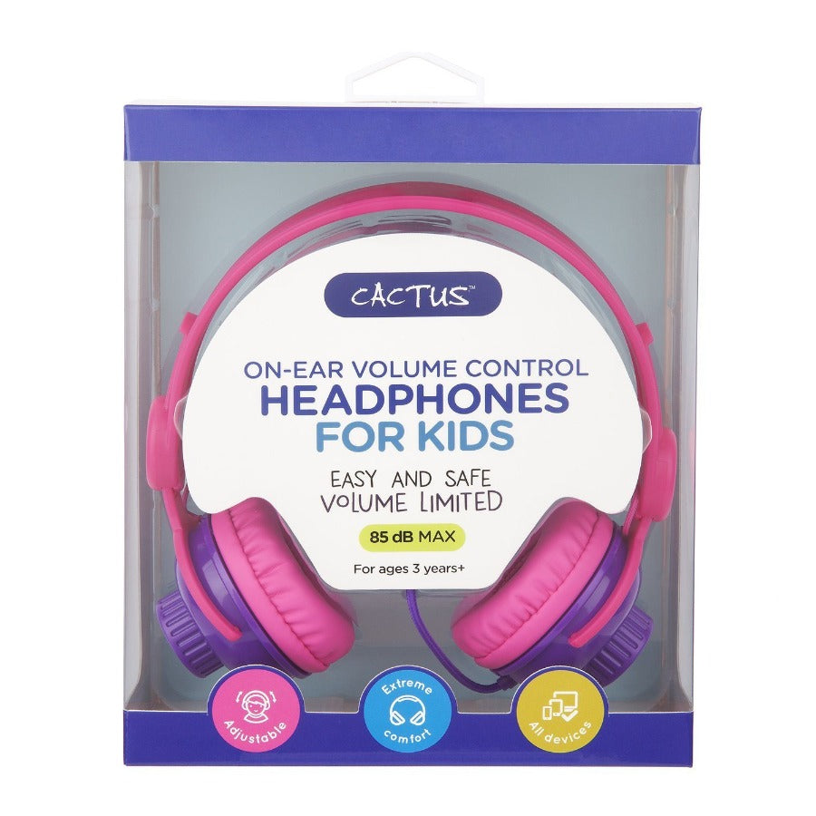 On-Ear Volume Control Kids Headphones - Pink/Purple