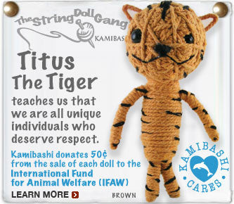Titus the Tiger Kamibashi Worry Doll - teaches us that we are all unique individuals who deserve respect.